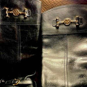 Tory Birch Knee High Black Learher Boots six US 8.5